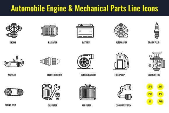 Automobile Engine Mechanical Part Icon for Modern Web Design