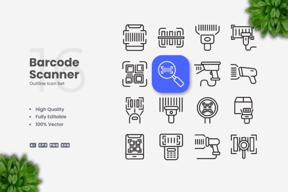 Barcode Scanner Icons for Crafting and Handmade Business
