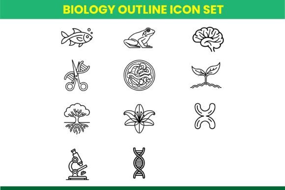 Biology Outline Icons – Minimal Line Art