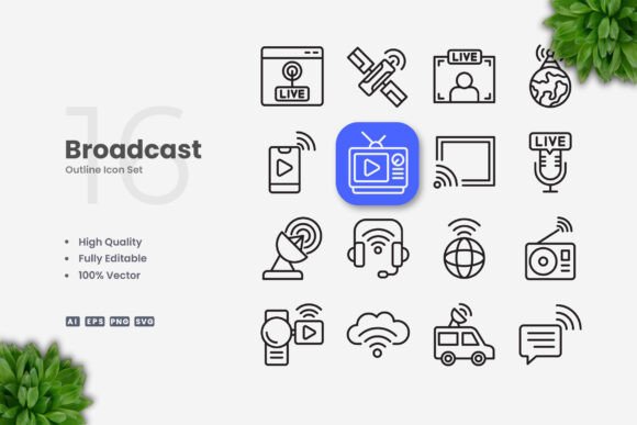Broadcast Icons: Clean Graphics for Modern Web and Editorial Design