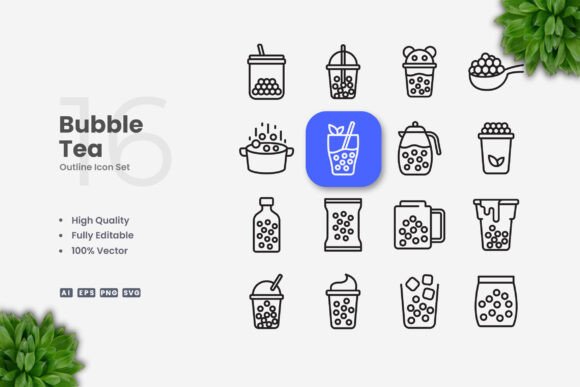 Bubble Tea Icons - Clean Graphics for Handmade Creations