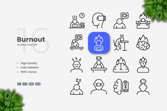Burnout Icons: Clean Graphics for Handmade Creations
