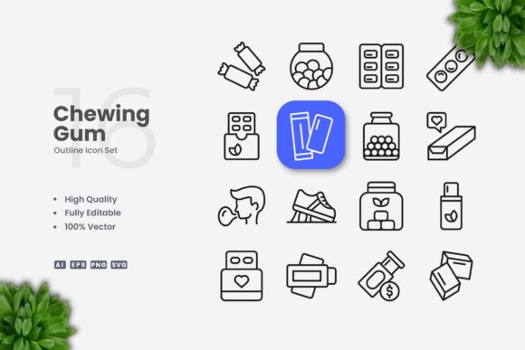 Chewing Gum Icons for Modern Graphic Design