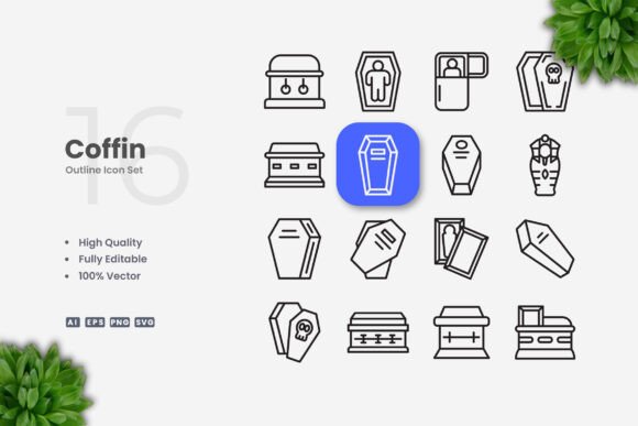 Coffin Icons - Clean Graphics for Handmade Creations