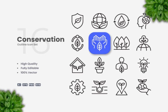 Conservation Icons: Clean Graphics for Modern Branding