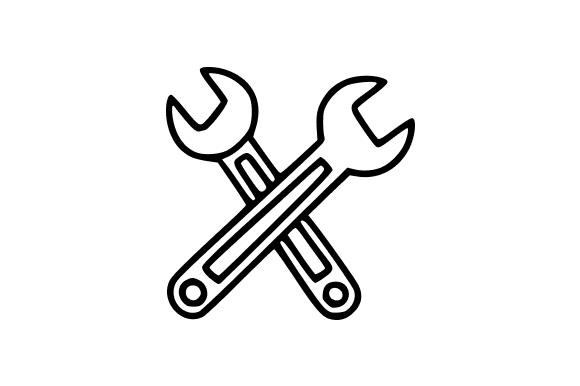 Crossed Wrenches Line Art Clip Art for Graphic Design Projects