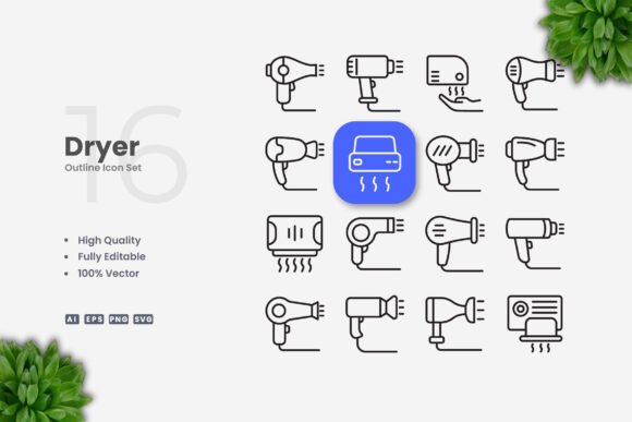 Dryer Icons: Clean Graphics for Modern Branding