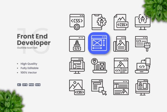 Front End Developer Icons for Commercial Graphics