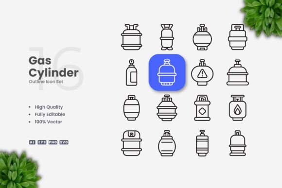 Gas Cylinder Icons for Commercial Graphics
