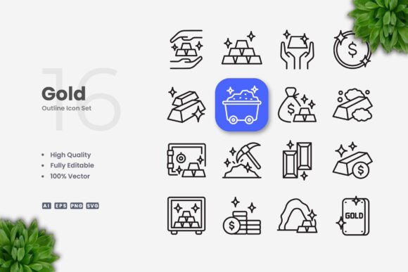 Gold Icons: A Versatile Graphic Design Asset for Modern Web and Editorial Use