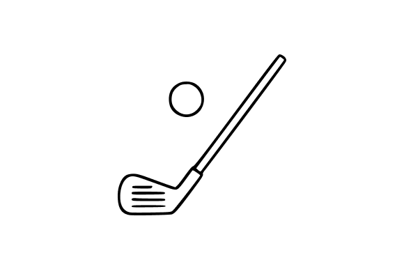 Golf Club and Ball Line Art for Graphics and Illustrations