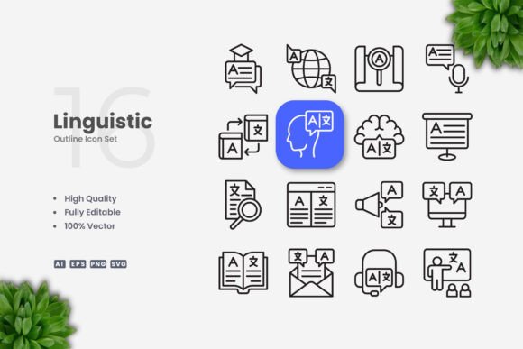 Linguistic Icons: A Clean Graphic Design Asset for Local Branding
