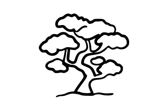 Outline Bonsai Tree Graphics for Handmade Creations