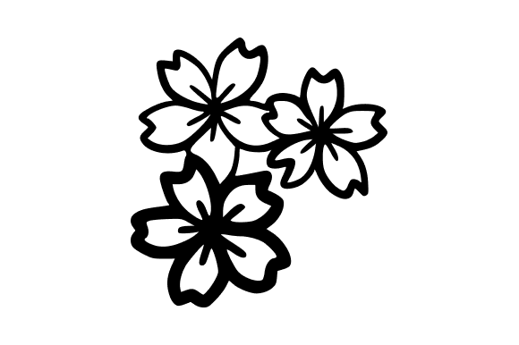 Outline Cherry Blossom Branch: A Versatile Graphic Asset for Design Projects