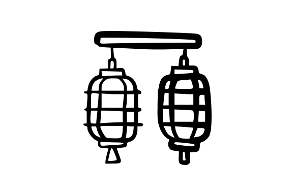 Outline Japanese Lantern Graphics for Branding and Marketing
