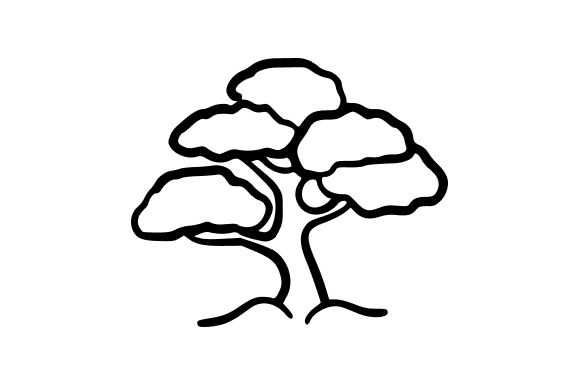 Outline Small Japanese Tree Graphics for Blog and Editorial Use