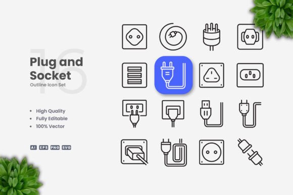 Plug and Socket Icons: Clean Graphics for Modern Content