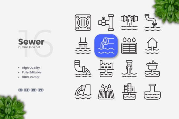 Sewer Icons: A Versatile Graphic Asset for Design Projects