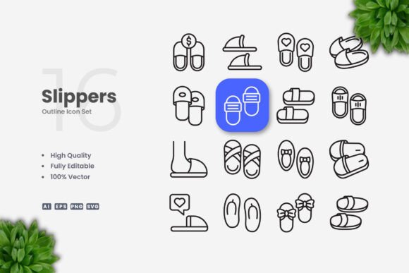 Slippers Icons: A Versatile Graphic Design Asset for Handmade Creations