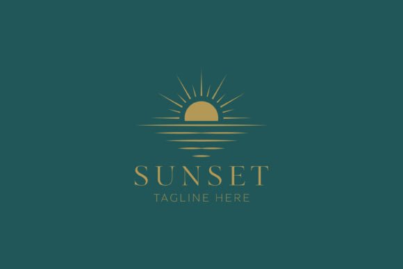 Sunset Minimalist Elegant Logo Beach Graphics