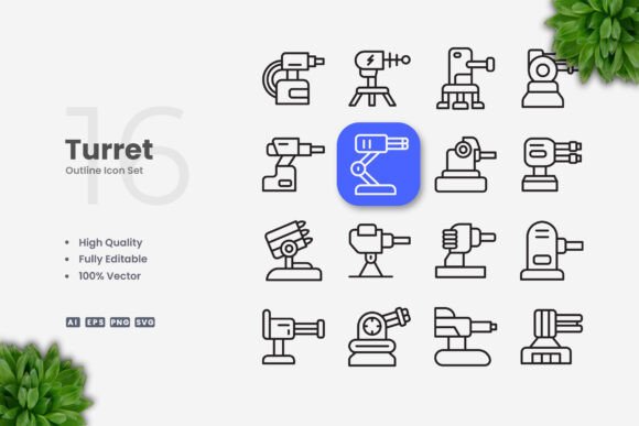 Turret Icons - Clean Graphics for Digital and Print